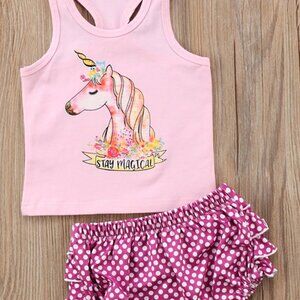 Pink Unicorn 2pcs Baby Girl Outfit